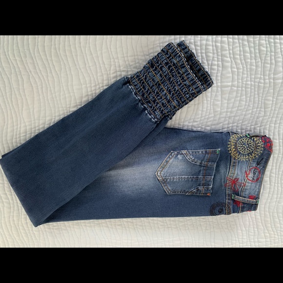 Desigual Size 28 Colorful Cuffed Blue Jeans - Picture 6 of 10